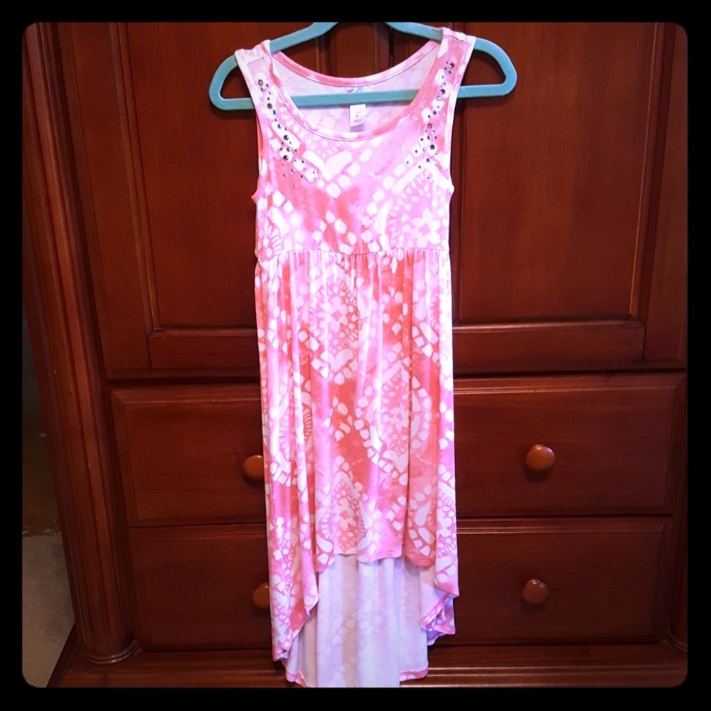 Girls Cute Coral and Pink summer dress